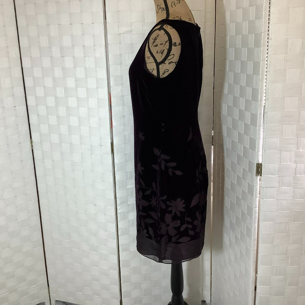 Liz claiborne night plum purple floral velvet dress size 8 - Picture 2 of 13